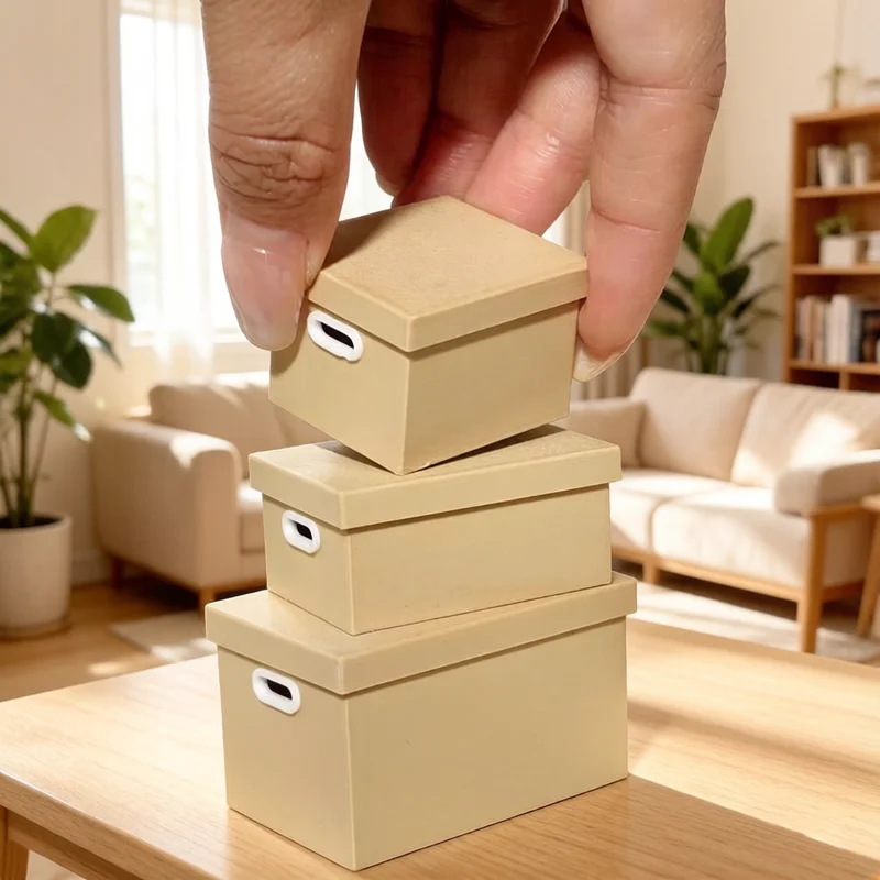 1Pcs Doll House Mini Storage Box With Lid Model Home Decoration Micro Scene Layout Props Mini Ornament Decor Accessories