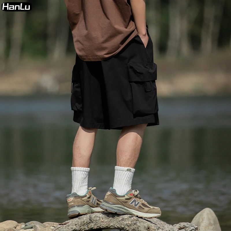 2023 Summer New Japanese Style Large Size Thin Shorts Men Loose Knee Cargo Shorts Hip Hop Streetwear Male Short Trousers