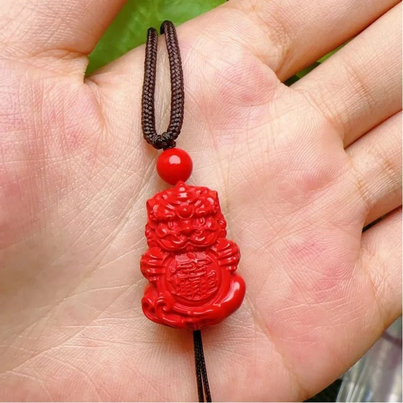 Natural Authentic Cinnabar Emperor Sandstone Swallowing Gold Beast Pi Xiu Pendant