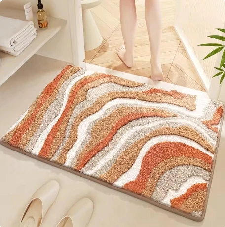 

Non-slip Carpets Absorbent Flock Bathroom Bath For Toilet Shower Doorway Foot Mat Embossed Floor Rug Home Decoration