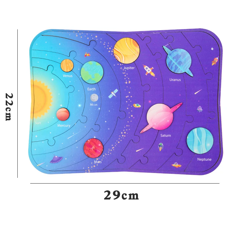 Solar System Cognition Puzzles Montessori Materials Wooden Kids Toys Planet Matching Bricks Educational Toys For Children