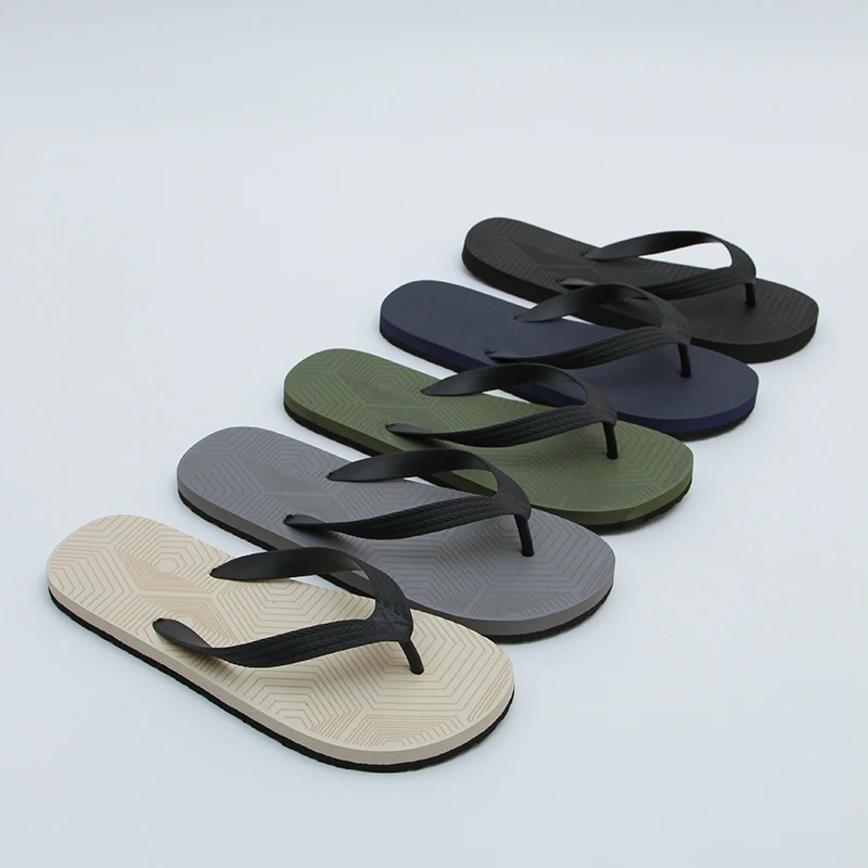 Simple Unisex Flip Flops Outdoor Summer Anti-Slip Beach Shoes Trendy Men's Slippers Casual Flat Heel Rubber Sole Themed Stripes
