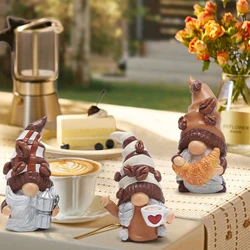 3pcs Coffee Bar Decor Accessories Swedish Tomte Gnomes Figurines Tiered Tray Collectible Tabletop Decor Gift