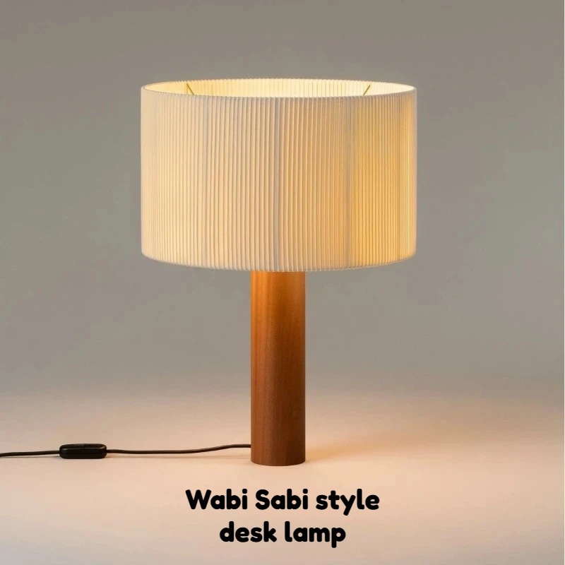 

Настольная лампа из дубовой ткани, японский ретро-стиль ваби-саби, проживание в семье, гостиная, чайный домик, спальня, прикроватные светодиодные настольные светильники, украшение для дома