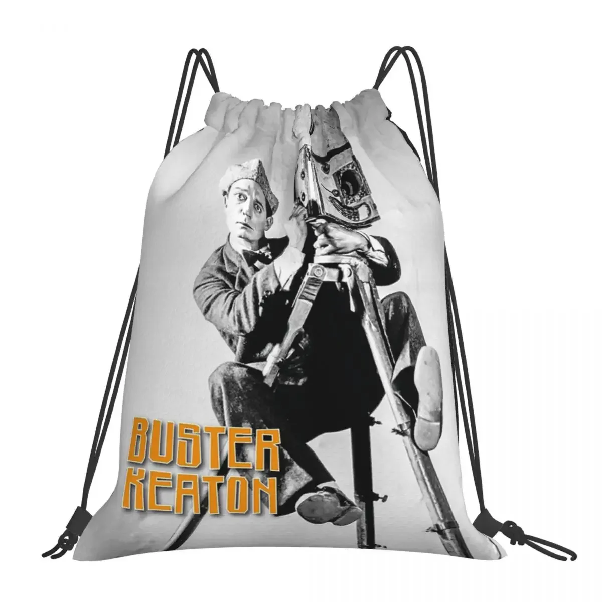 Buster Keaton Backpacks Casual Portable Drawstring Bags Drawstring Bundle Pocket Sundries Bag BookBag For Travel Students