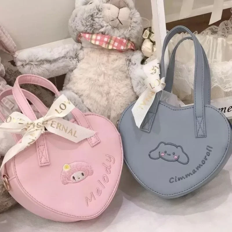 

MBTI Melody Cute Womens Shoulder Bag Love Heart Shape Embroidery Lolita Jk Handbag Leather Casual Sweet New Ladies Crossbody Bag