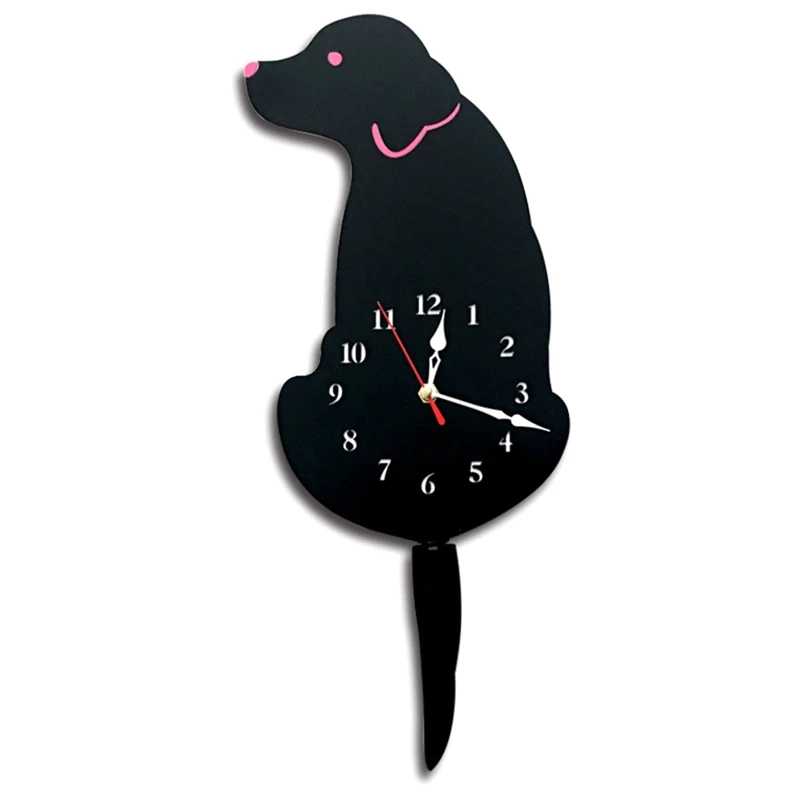 Dog Wall Clock Home Decor Clock Children's Bedroom Wall Decor Dog Wagging Tail Clock Gifts For Children Birthday