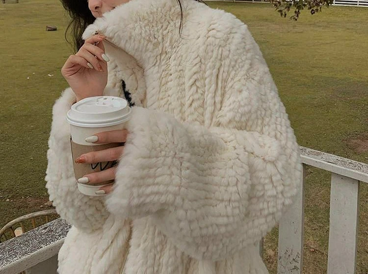 

2025 Winter New Woven Fur Coat for Women Stand Collar Mid-Length Fleece-Lined Thickened Overcoat