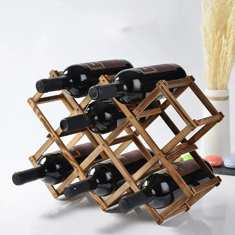

Large Vintage Wine Bottle Holder - Wooden Rack for Stylish Display