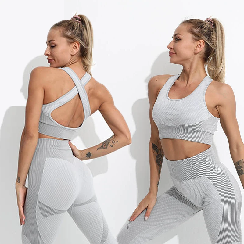 Women Yoga Set Seamless Sportswear Fitness Tracksuits Gym Clothing High Waist Leggings Workout Tights Sport Suit Running Outfit