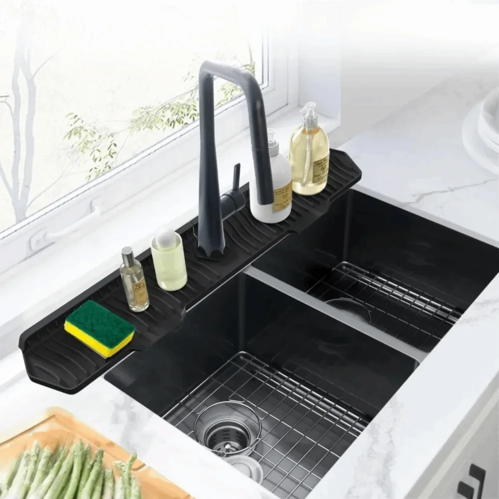 

Kitchen Gadget Foldable Kitchen Silicone Faucet Mat Anti-Splash Non-Slip Sink Faucet Mat Extended Faucet Drain Pad Washbasin