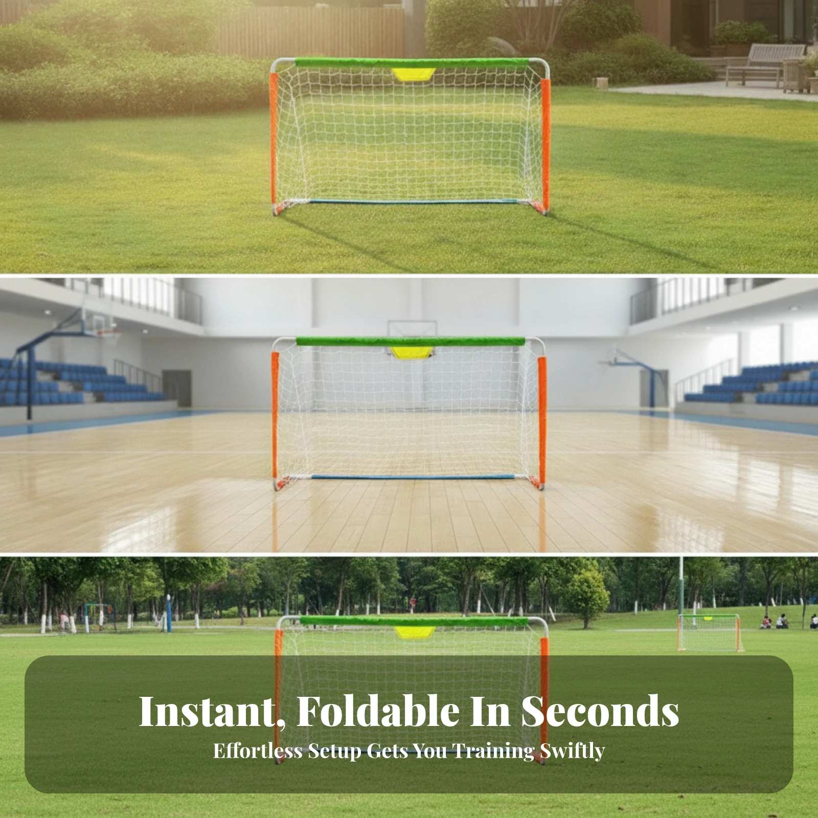 Open-Play Soccer Goal Lightweight Soccer Goal with Target Panel Football Nets Easy-Setup Outdoor for Families, Backyard