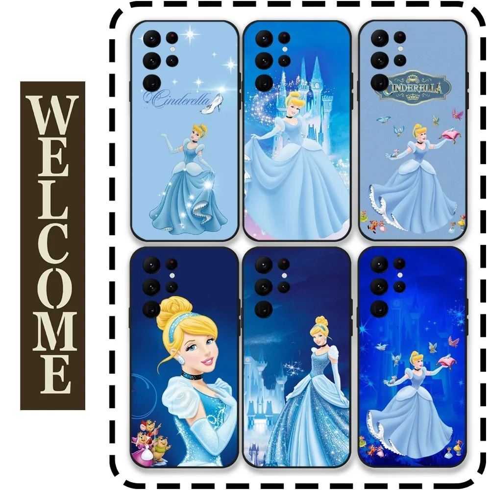 Cute Cinderella Princess Phone Case for Samsung Galaxy S24 Ultra S22 S23 Ultra S21 S20 5G Protective Silicone TPU Funda