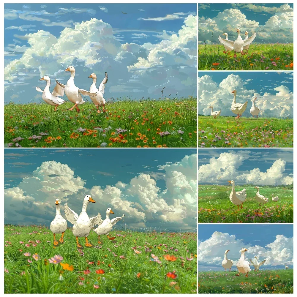 

387230 Painting By Numbers Animals Happy Duck Landscape Adult Oil Kit DIY Acrylic Paint Canva Artwork Gift Home Decorate