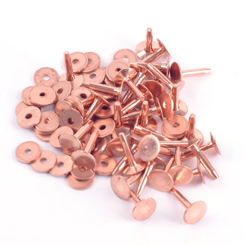 20 Sets Solid Brass Rivets With Burrs,Copper Rivet Aluminum Studs Permanent Tack Fasteners DIY Leather Craft,Belt,Bridle