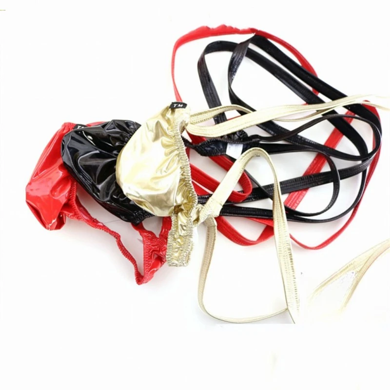 Harness Faux Leather Large Pouch Men Thong High Elastic Fashion Male T Panties Youth Fashion Nightclub Stage Performance Knicker