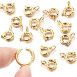 10pcs/lot Stainless Steel Gold Round Claw Spring Clasps Hooks for Bracelet Necklace Connectors DIY Jewelry Making Supplies