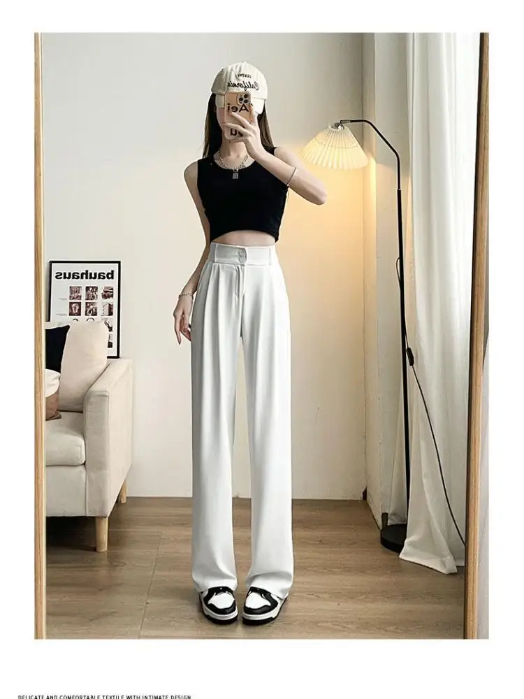 Y2k Clothing Women's Pants Korean Fashion Baggy High Waist Chic Elegant Black White Vintage  Joggers Casual Streetwear