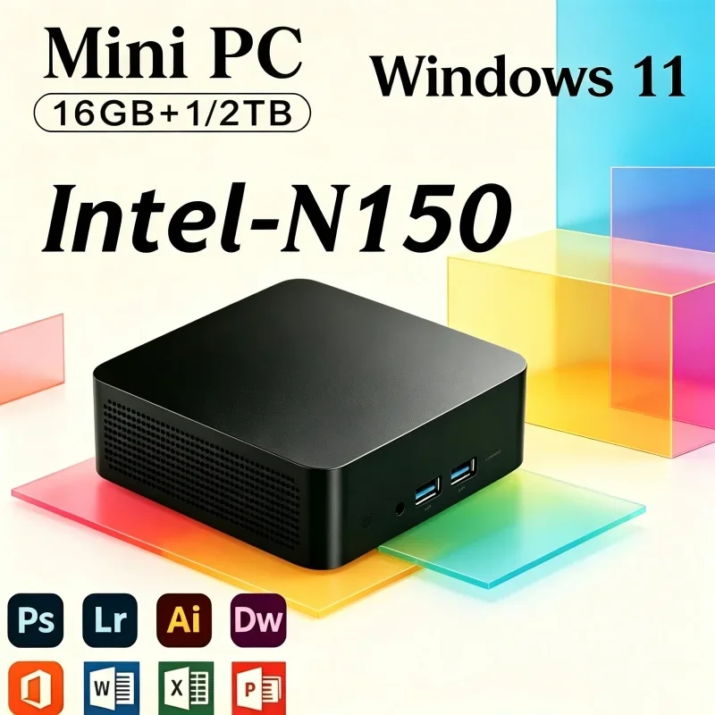 2026 Refined Core N150 MINI PC Windows 11 Smooth Touch Pocket Sized Console RAM 1TB SSD WIFI 6 BT5.2 4K HD Mini Gaming