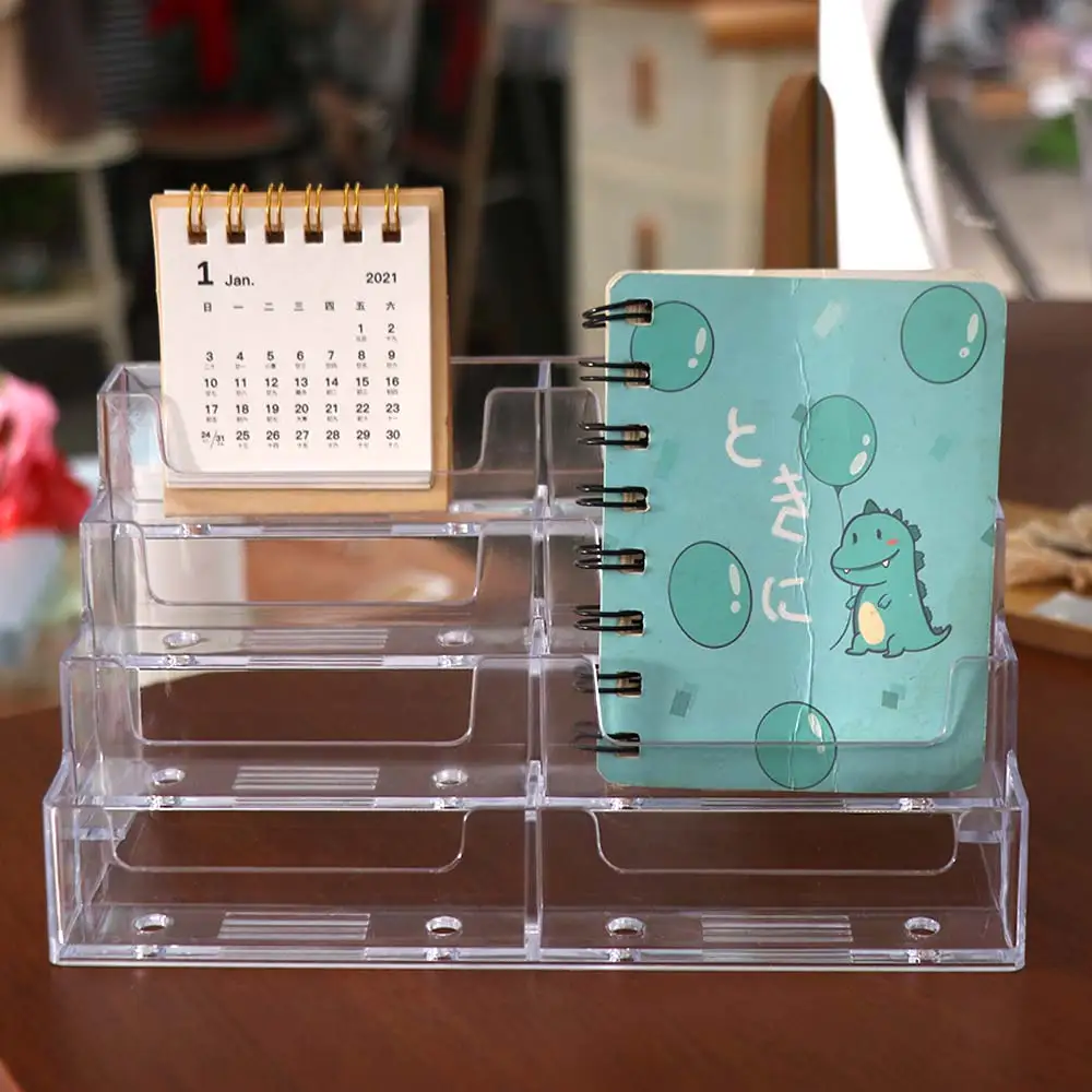 

Transparent Business Card Box Display Holder 4 Layers Name Card Display Stand 8 Grids Multi-Layer Business Card Storage Box