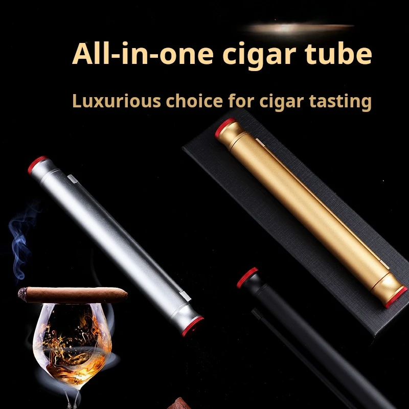 

Multifunctional Cigar Tube Cigar Drill Cigar Needle Fashionable Metal Moisturizing Cigar Barrel Aluminum Alloy Portable Wholesal