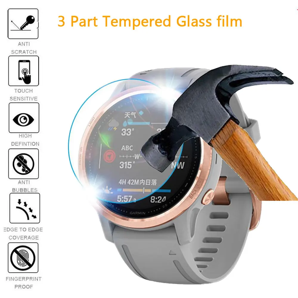 3pcs Watch Screen Protector Film For Garmin Fenix 5 5s Plus 6S 6X 6 Pro Protective Ultra Clear Tempered Glass Film