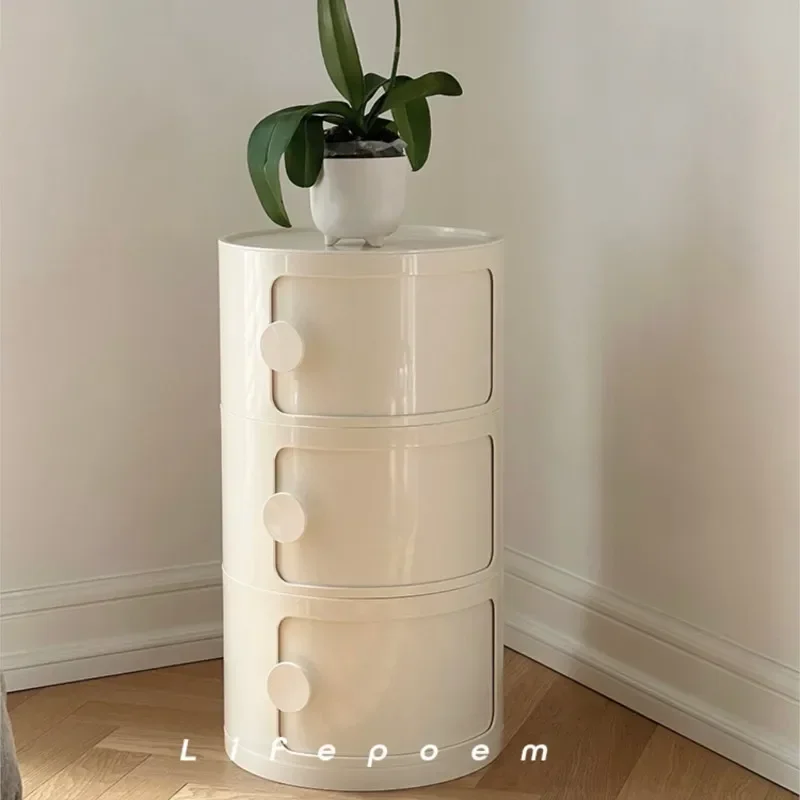 

MOMO Medieval Style Combination Storage Nightstand Colorful Dopamine Cream With Handles Kids Room Multi-tier Storage Cabinet