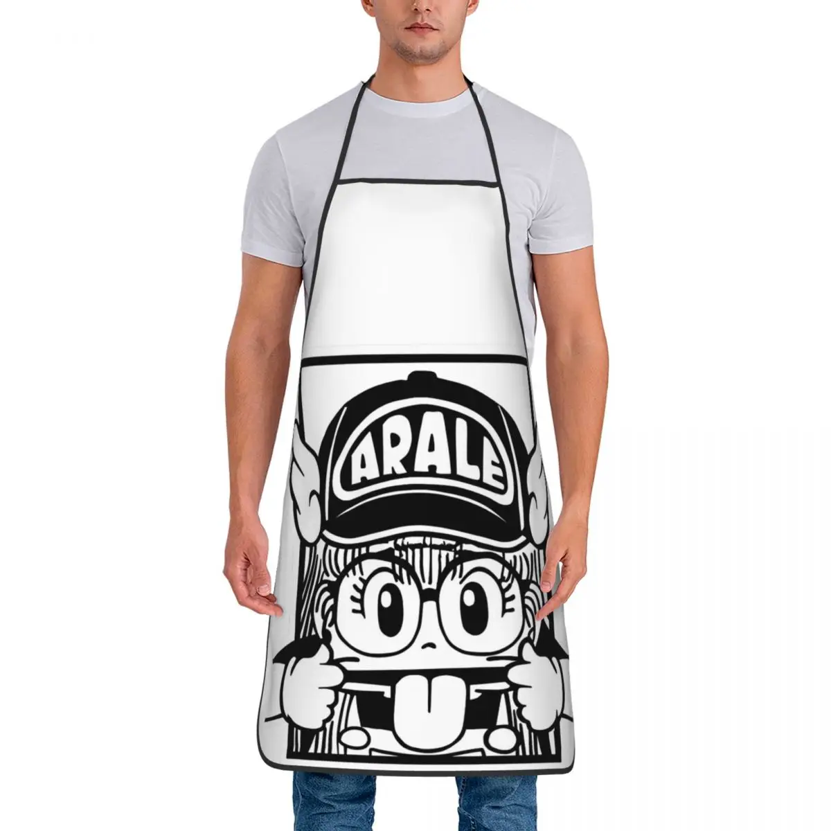 Unisex Fashion Funny Arale Bib Apron Adult Women Men Chef Kitchen Chef Cooking Baking Bib Strange Doctor and Robot Doll Painting