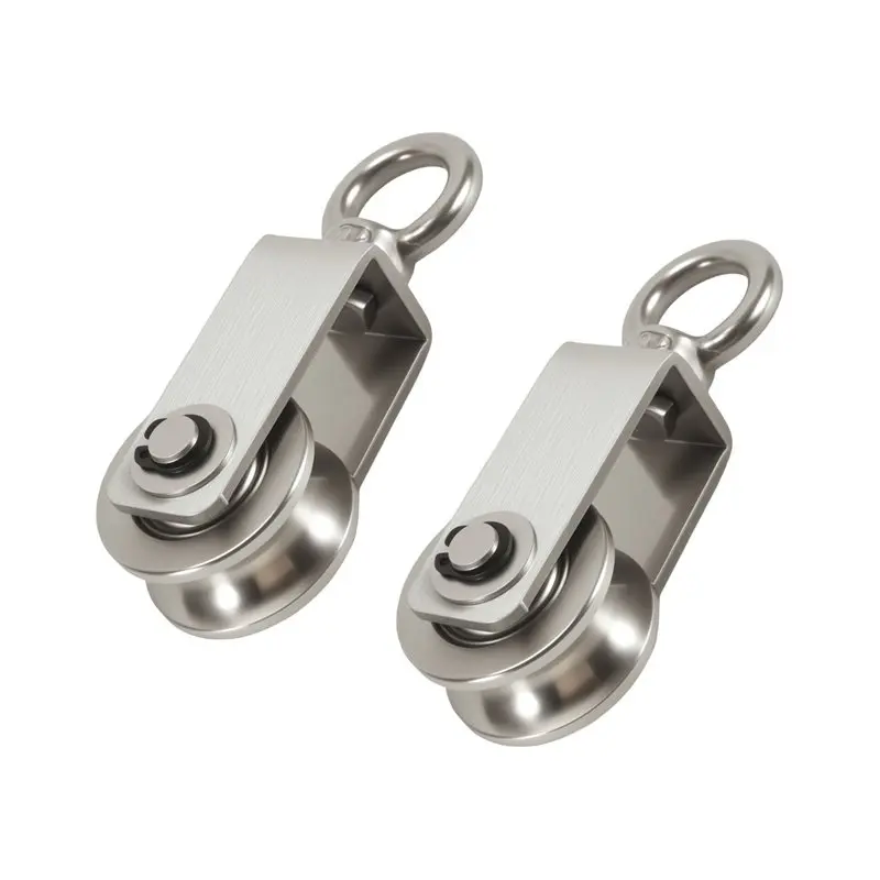 A98E-Cable Pulley Wheel Stainless Steel Swivel Pulley Block Silence Rotation Traction Wheel For System Lifting Gym 2Pcs