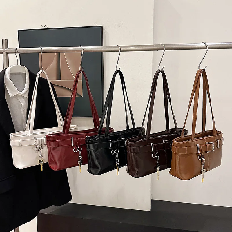 

Quality Faux Suede Solid Fashion Shoulder Bag Buckle Sewing Thread All-match Handbag 2024 Hot Sale Bags for Women Bolsa Mujer