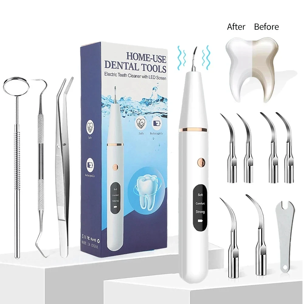 Tooth Calculus Remover Ultrasonic Dental Scaler For Teeth Tartar Stain Electric Sonic Teeth Plaque Cleaner Dental Stone Removal