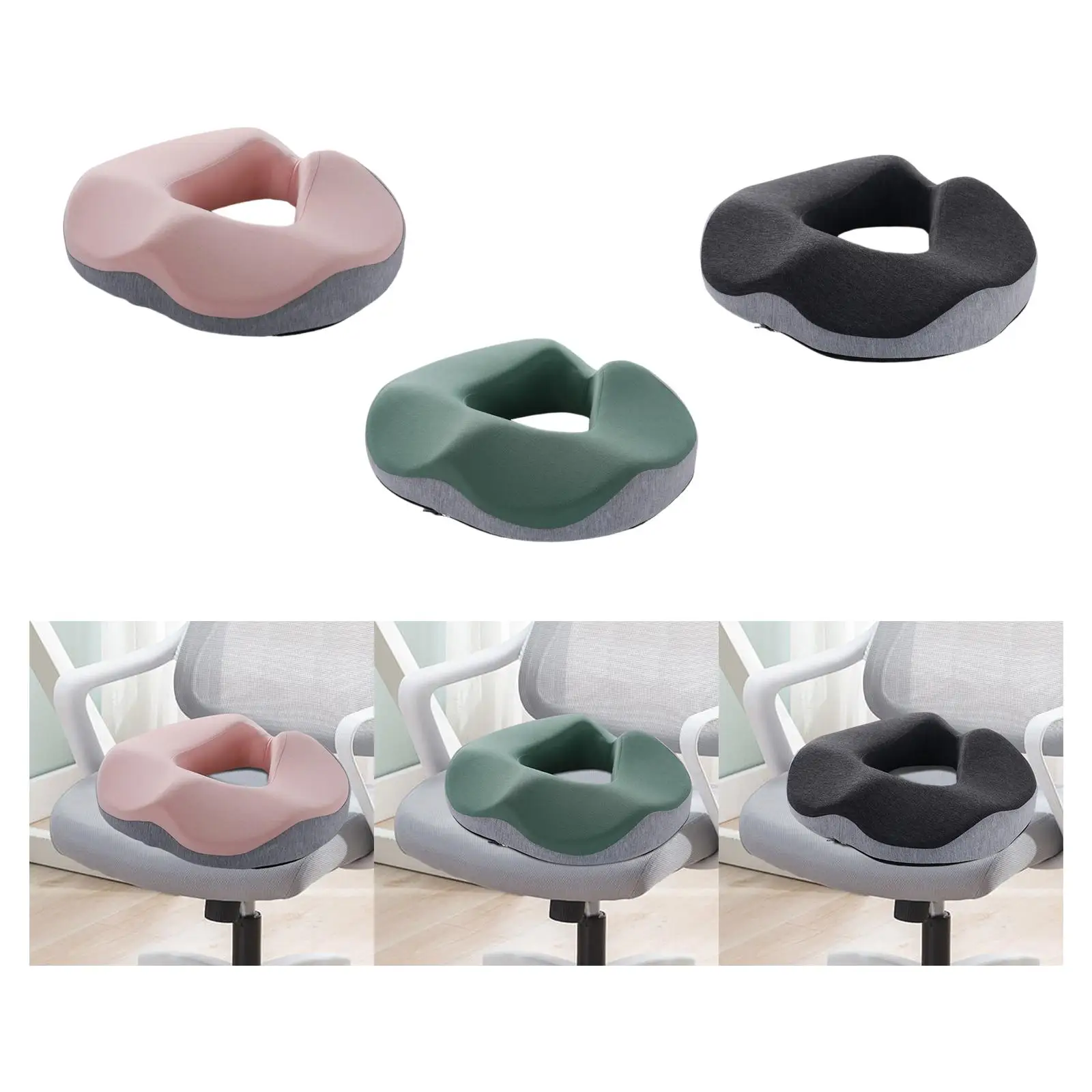 Memory Foam Cushion with Hollow Design Comfortable Breathable for Long Sitting Office Workers Seat Cushion Thick Donut Cushion