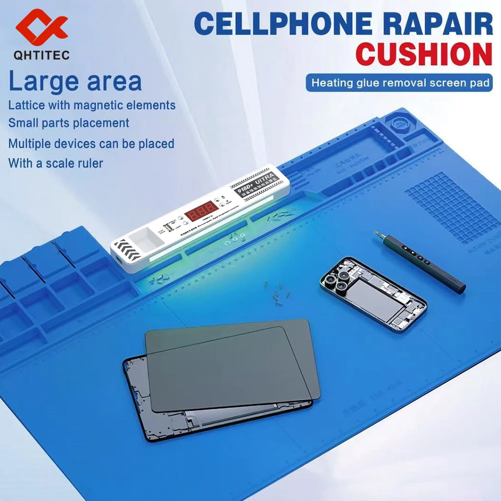 Heating Pad for Phone Screen Repair 948D+LCD Separator Heating Matwith Magnetic Screw Ruler Silicone Work Mat for Cellphone Glue