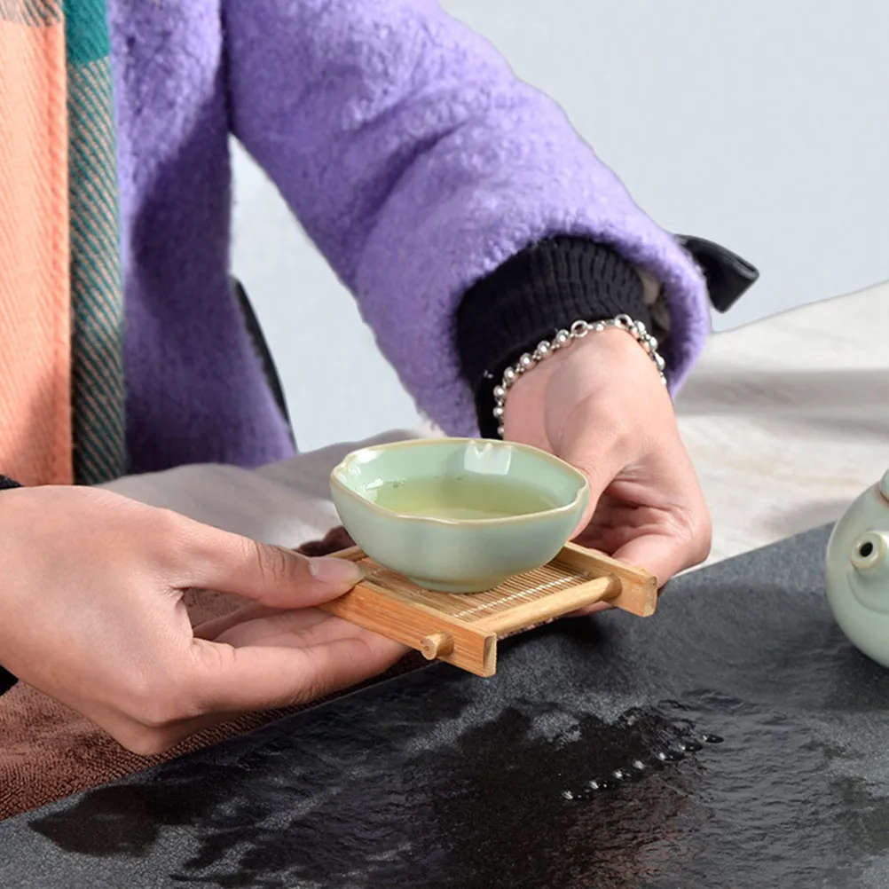 10Pcs Bamboo Placemat Square Tea Coaster Heat Insulating Dish Mat for Cup Bowl Bottle Protection Home Kitchen Cafe Teahouse