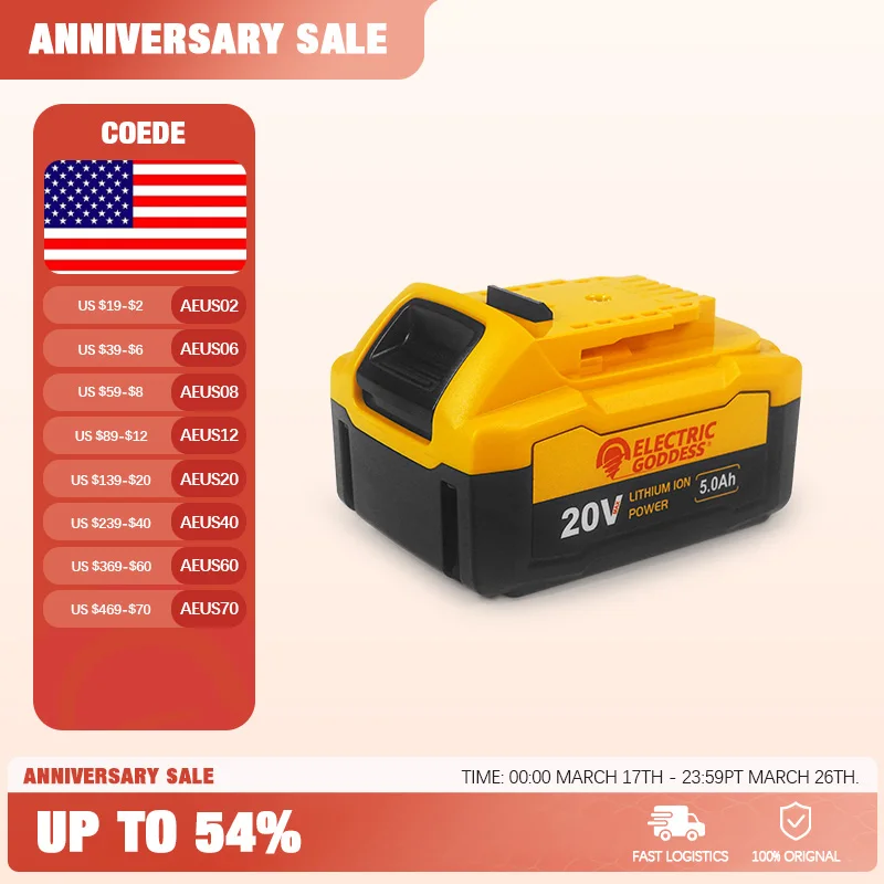 For Dewalt 20V Battery 5.0Ah Lithium-ion Battery Replacement For DCB200 DCB201 DCB206 DCB182 DCB184 Battery For Dewalt 20V