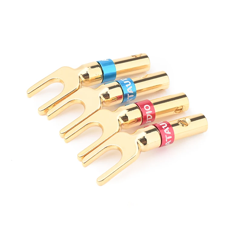 8PCS HiFi Y Connectors 24K Copper Gold Plated for HiFi Y Connectors Speaker Cable Solder DIY