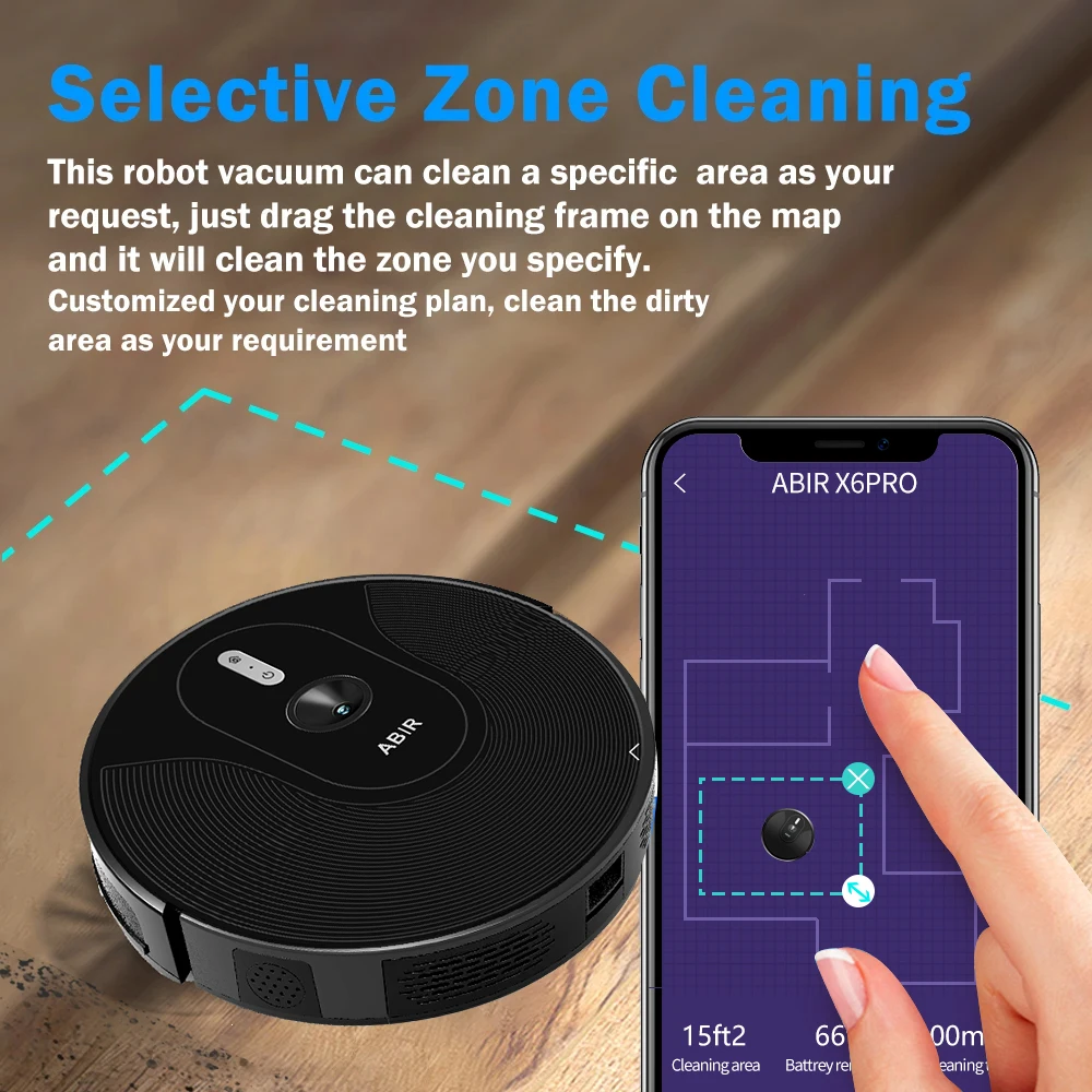 ABIR X6PRO Robot Vacuum Cleaner, Visual Navigation,APP Virtual Barrier,6000PA Suction,Smart Home Mop,Floor Carpet Washing