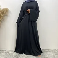 Nouvelle robe Abaya musulmane pour femmes, vendue à Dubaï au Moyen-Orient, robe islamique en tissu filet de couleur unie, robe longue en dentelle 2