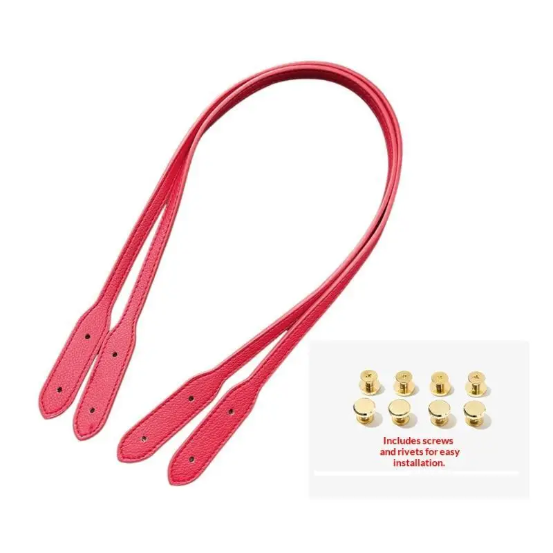 2Pcs Bag Straps With Rivets 72cm Length PU Leather Handle Strap Detachable Shoulder Bag Strap Replacement DIY Bag Accessories