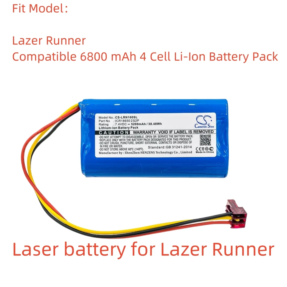 

Li-ion battery for Lazer Runner.7.4V,5200mAh,Compatible 6800 mAh 4 Cell Li-Ion Battery Pack,ICR18650 2S2P