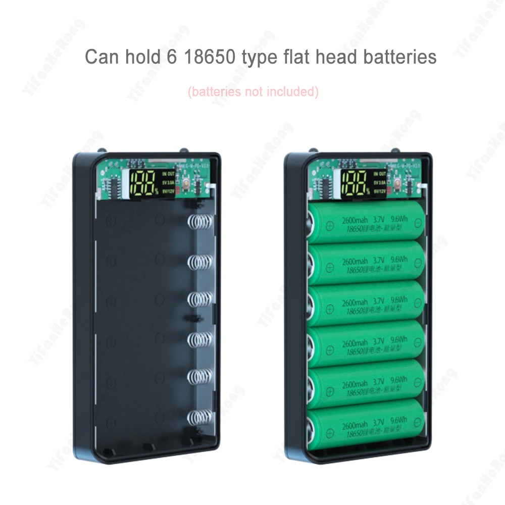 Detachable 18650 Battery Holder Charging Box Charge PD DIY With Flashlight 6*18650 Power Bank Case Support Quick Fast Charger