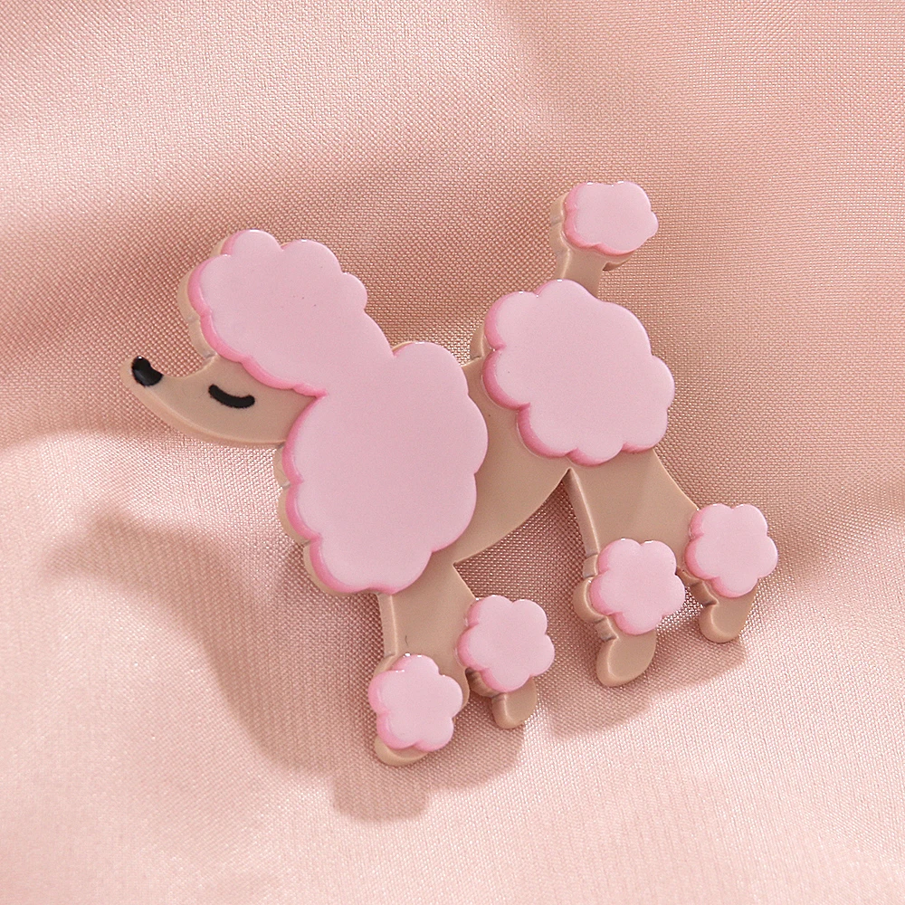 Vintage Design Acrylic Dog Poodle Brooch Fashion Lovely Animal Pets Dog Pin Brooch Decoration Jewelry Gift for Teens Girls Women