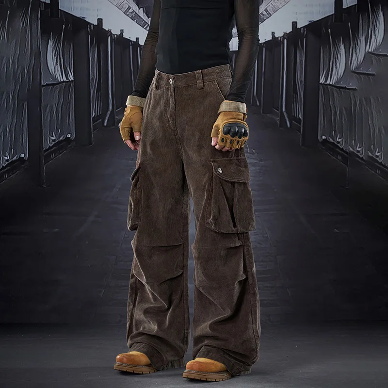 LUZHEN Pockets Design 2026 Pleated New Multi Fashion Original Straight Cargo Trousers Men's Loose Wide Leg Casual Pants JY9175