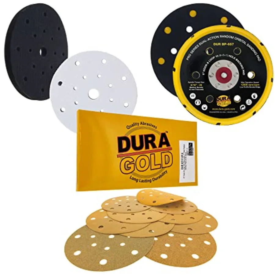 

6" Sanding Discs - Variety Pack Hook and Loop DA Backing Plate and Soft Density Interface Pad