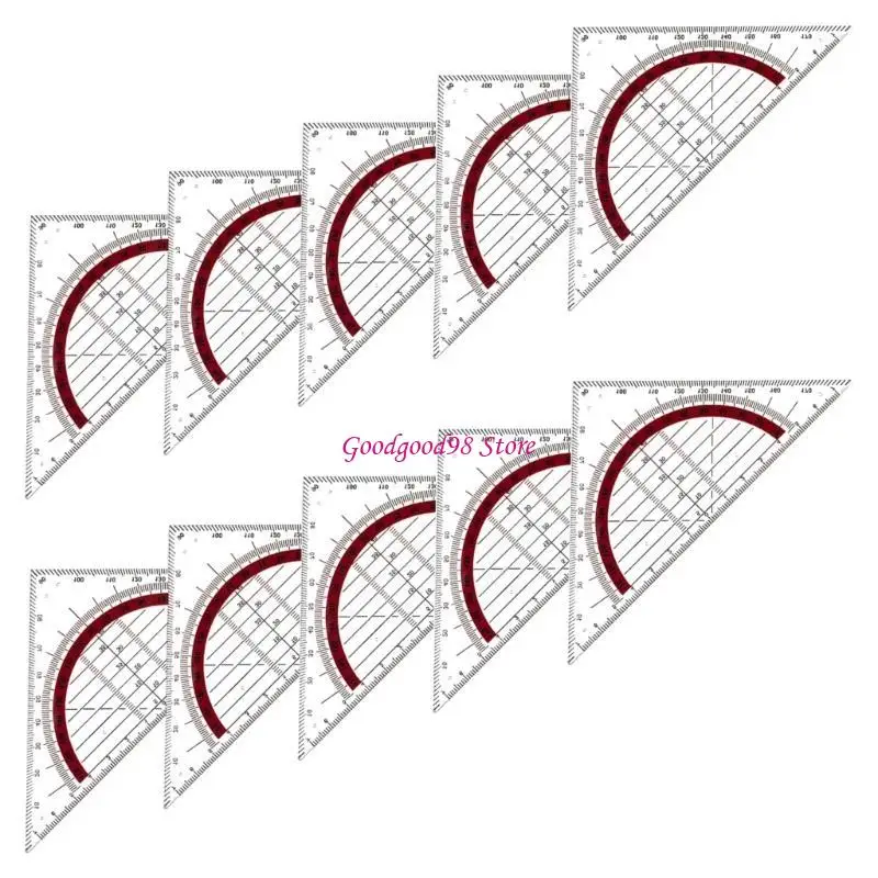 

10Pcs 2-in-1 Set Square 180 Degrees Math Protractors Multifunction Geometry Tool