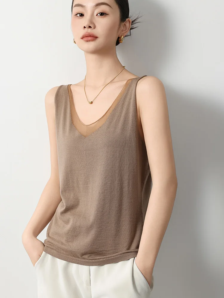 

Горячая распродажа: Женский жилет-свитер из чистой шерсти Yangtze, без рукавов, весна-лето, приятный к телу, шелковый топ-камизол