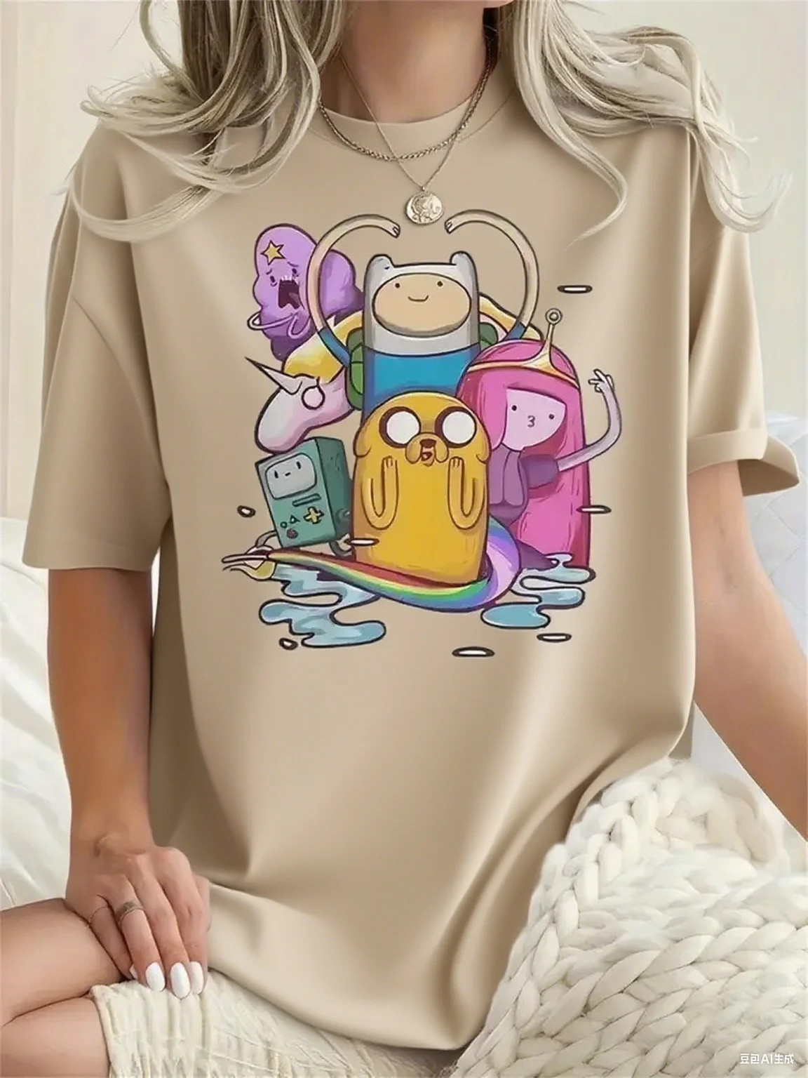 

Adventure Time Cotton Tee Fun Character Collection Print with Finn Jake Princess Bubblegum and BMO 100% Pure Cotton Tee S-4XL