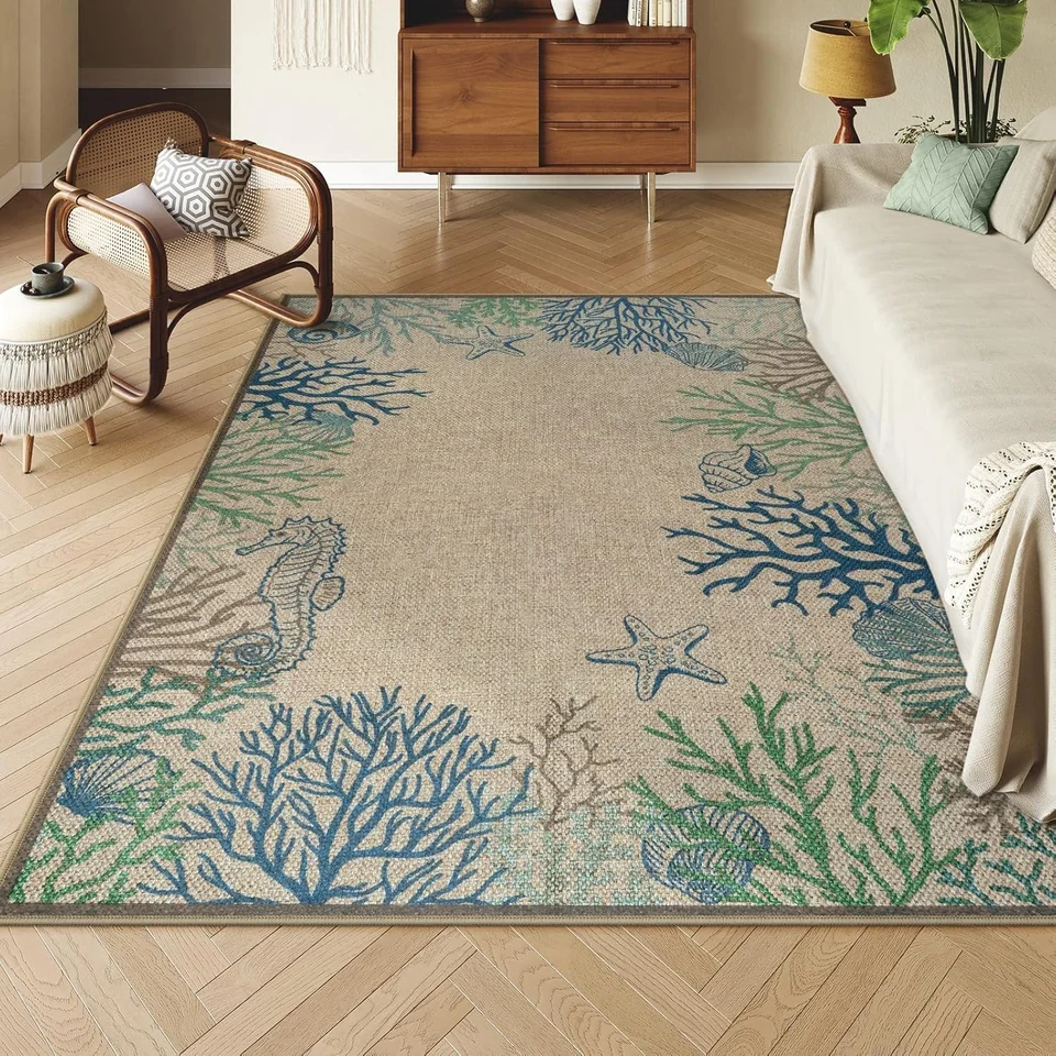 Modern Jute Outdoor Washable Area Rug