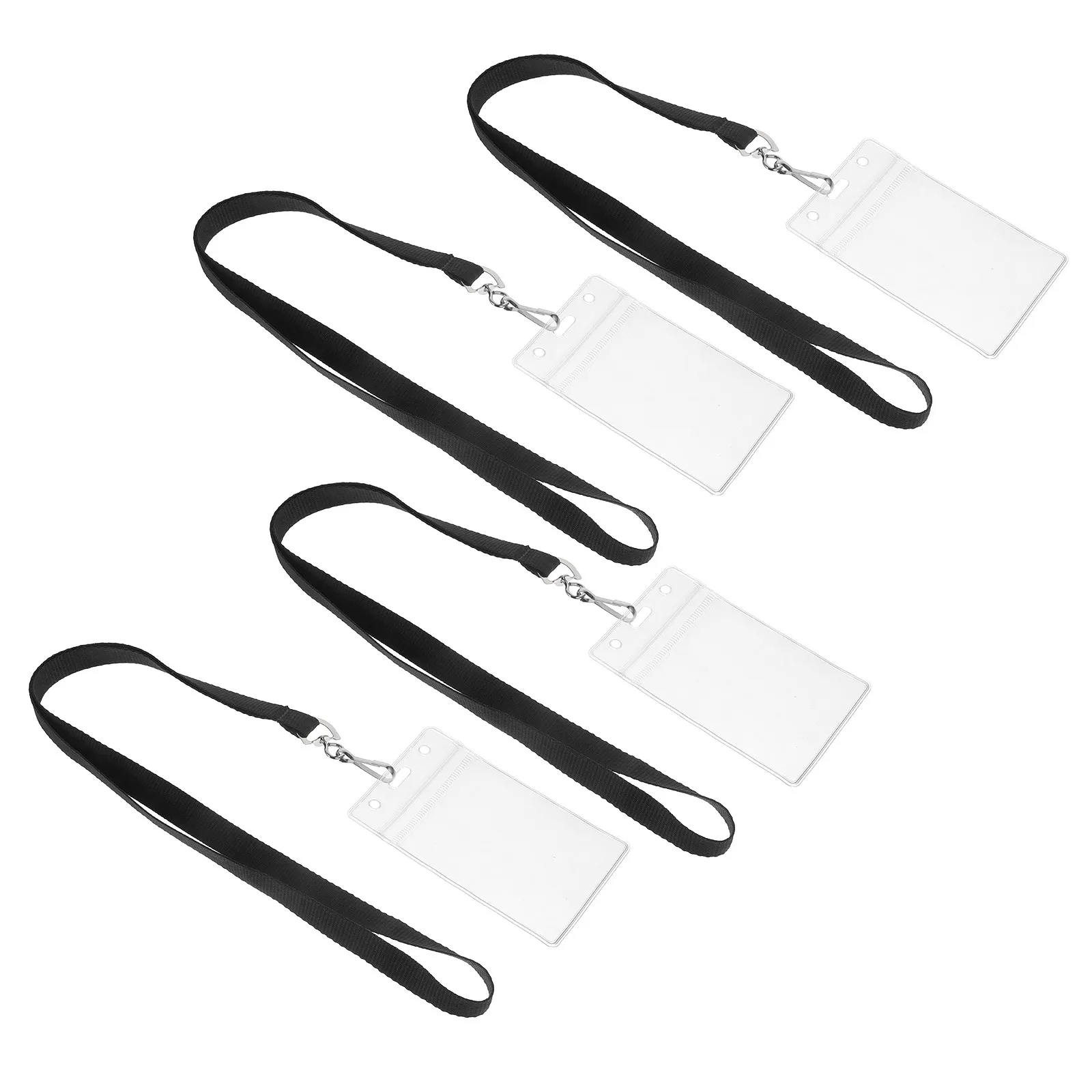 4Pcs Universal Badge Holder Clear PVC Card Sleeve Protective Cover for Id Badge Employee Name Tag Lanyard with Card Holder