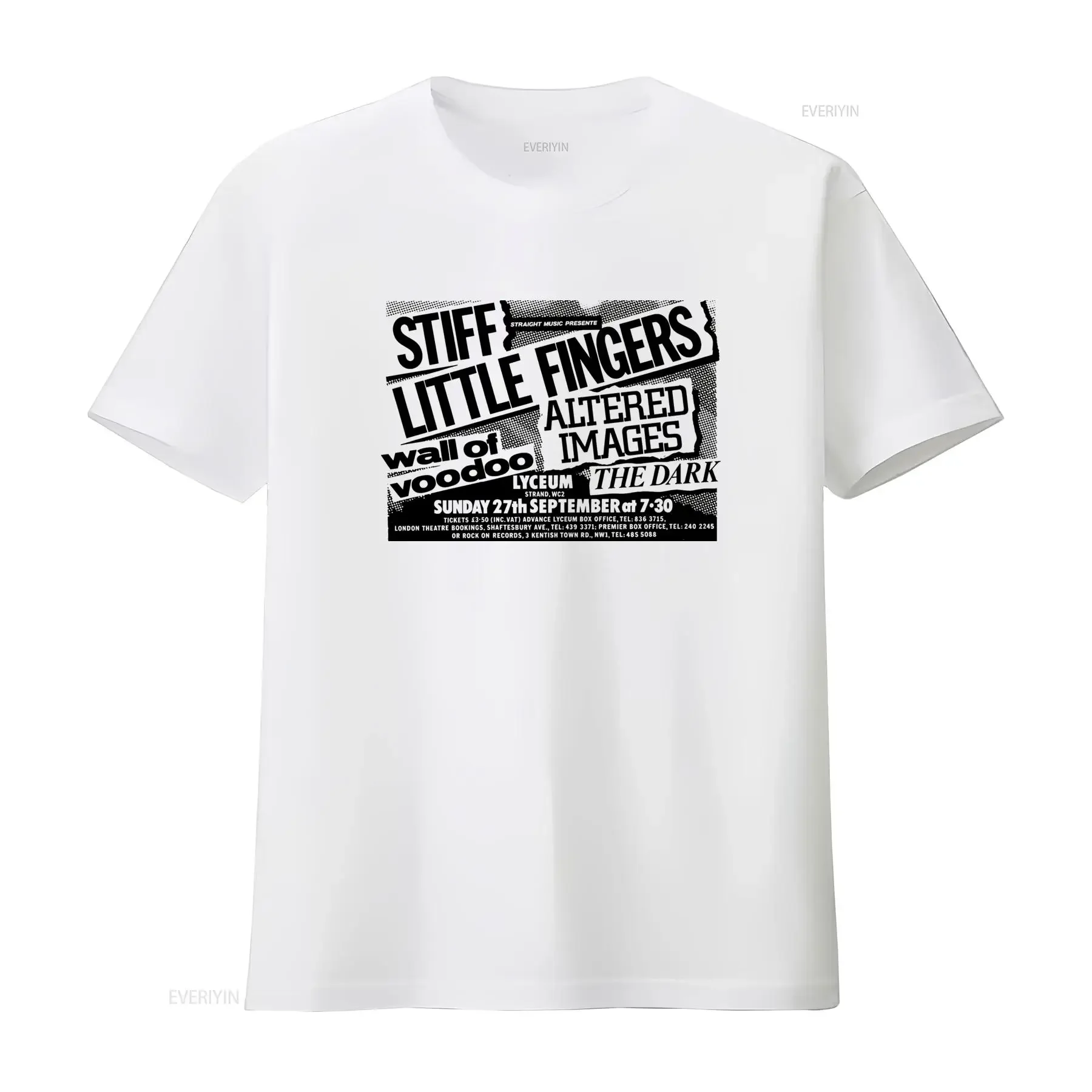 Mens Stiff Little Fingers Lyceum Gig Poster Rock Band Music T Shirt vintage Washed homme Breathable designer clothes Stylish